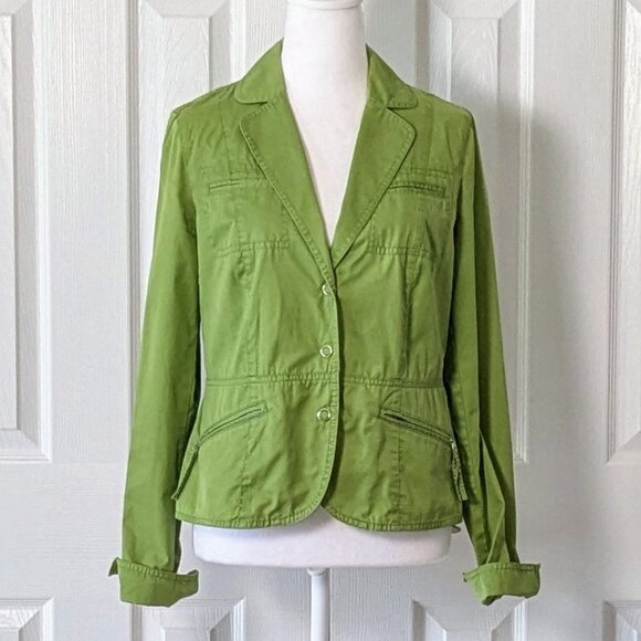 ANN TAYLOR LOFT Women's Lightweight Snap Up Jacket   Size 6  Green NWOT - Picture 1 of 8